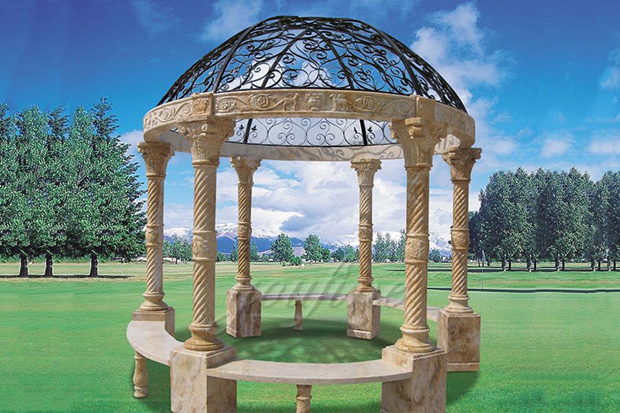 natural stone made with metal roof outdoor pavilion gazebo ...